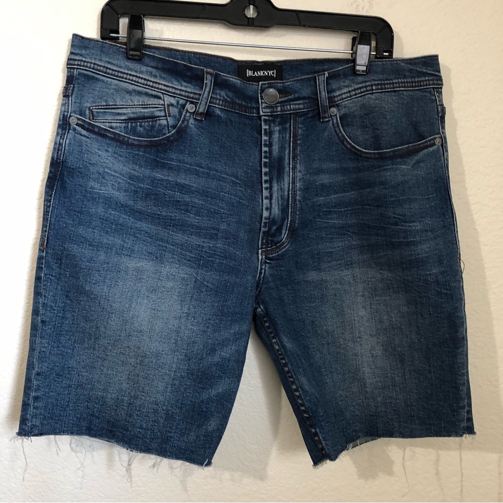 BLANKNYC Womens 36 Wooster Denim Jean Shorts Cut-Off Raw Hem Medium Wash